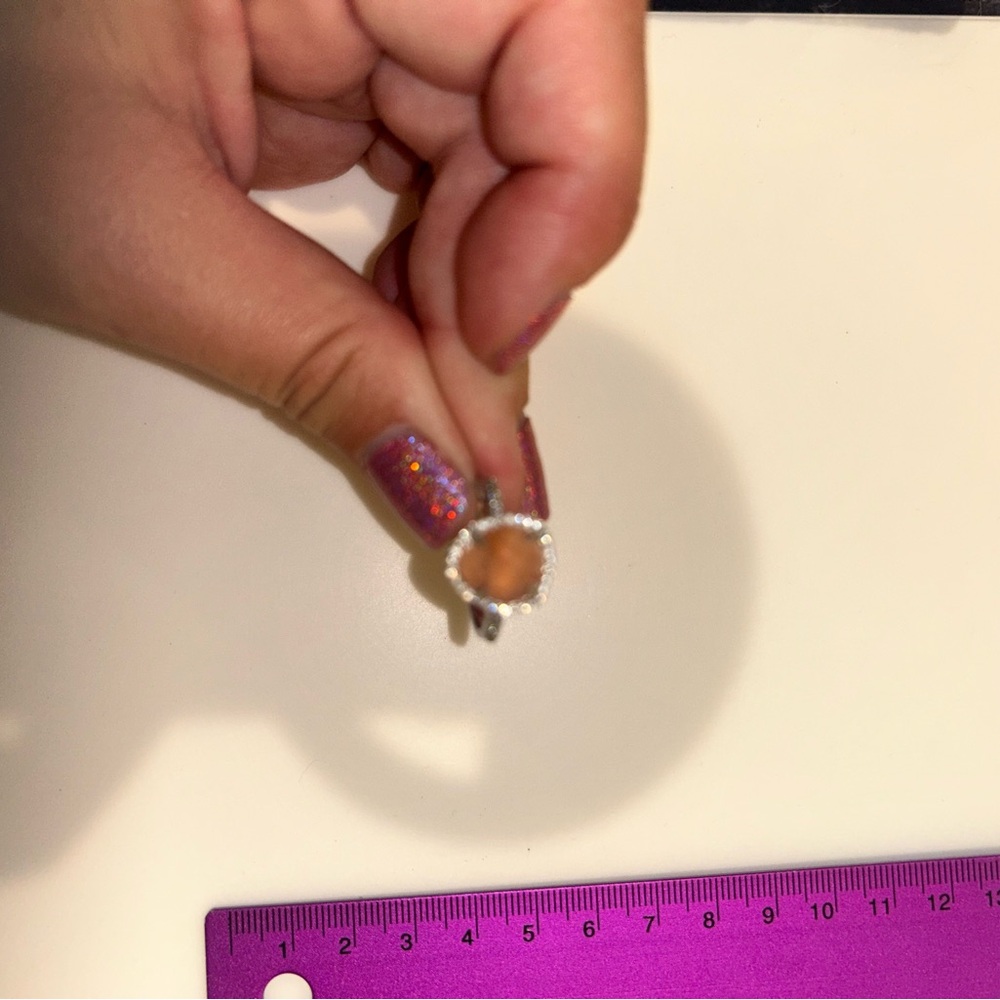 Elegant Silver and Peach Ring